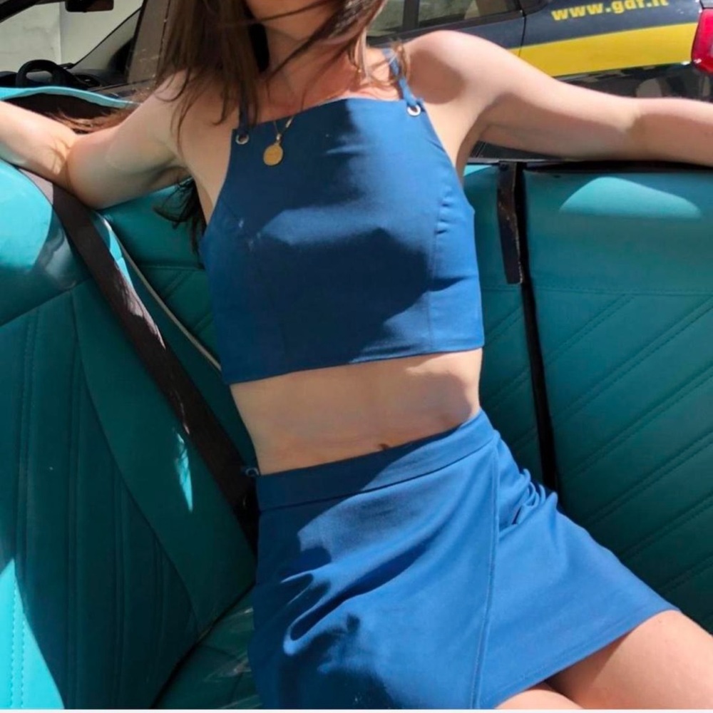 Revolve Blue Crop Top and Skirt Set / Matching Set / Casual going out event